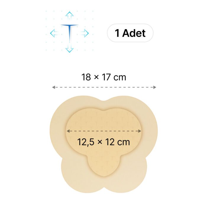 LUOFUCON® Silikon Köpük Yara Örtüsü YOGA T-CUT (SAKRUM) - 18x17 cm (1 Adet)