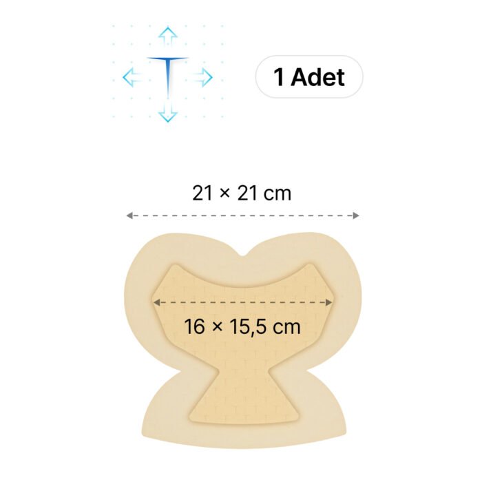 LUOFUCON® Silikon Köpük Yara Örtüsü YOGA T-CUT (TOPUK) - 21x21 cm (1 Adet)