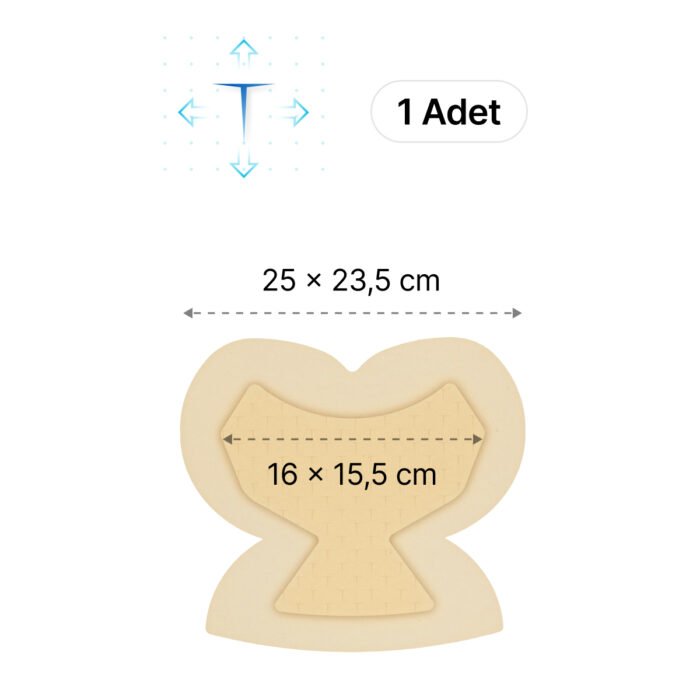 LUOFUCON® Silikon Köpük Yara Örtüsü YOGA T-CUT (TOPUK) - 25x23,5 cm (1 Adet)