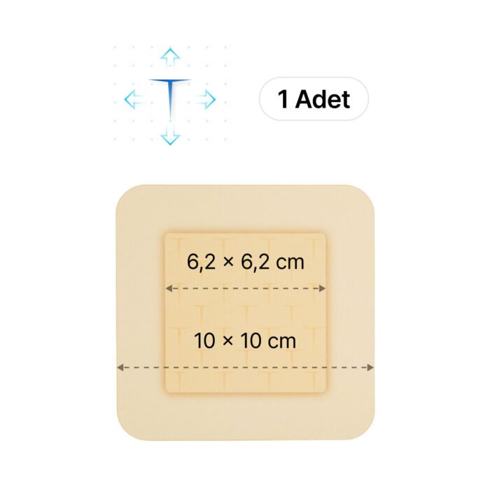 LUOFUCON® Silikon Köpük Yara Örtüsü YOGA T-CUT - 10x10 cm (1 Adet)