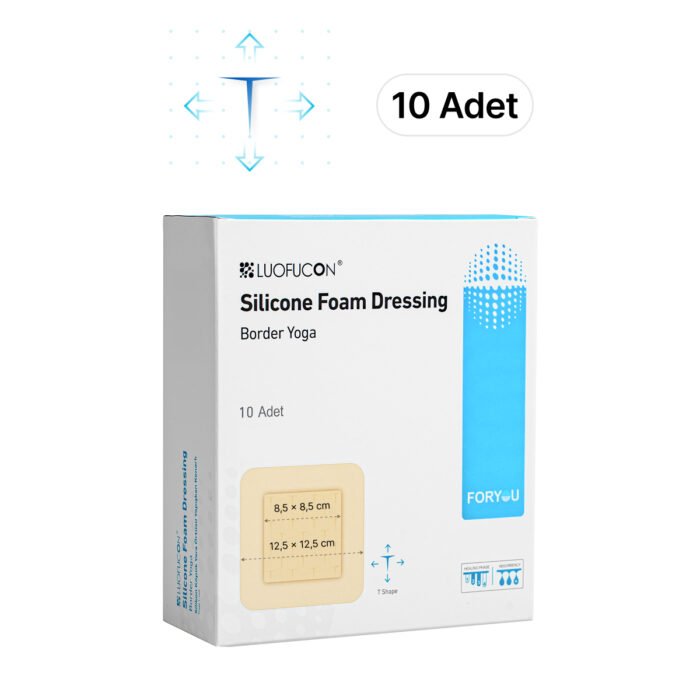 LUOFUCON® Silikon Köpük Yara Örtüsü YOGA T-CUT - 12,5x12,5 cm (10 Adet)