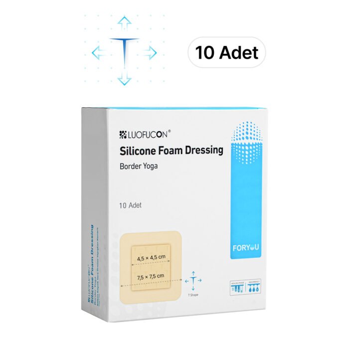 LUOFUCON® Silikon Köpük Yara Örtüsü YOGA T-CUT - 7,5x7,5 cm (10 Adet)