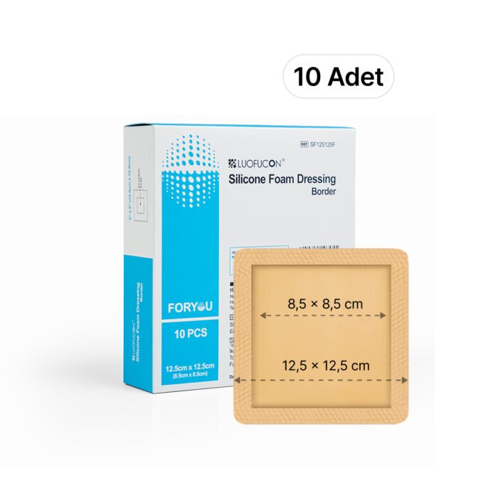 LUOFUCON® Silikon Köpük Yara Örtüsü (Border) - 12,5x12,5 cm (10 Adet)
