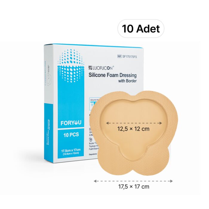 LUOFUCON® Silikon Köpük Yara Örtüsü (SAKRUM) - 17,5x17 cm (10 Adet)