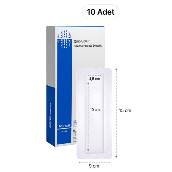 LUOFUCON® Silikon Post-Op Ameliyat Sonrası Yara Örtüsü - 15x9 cm (10 Adet)