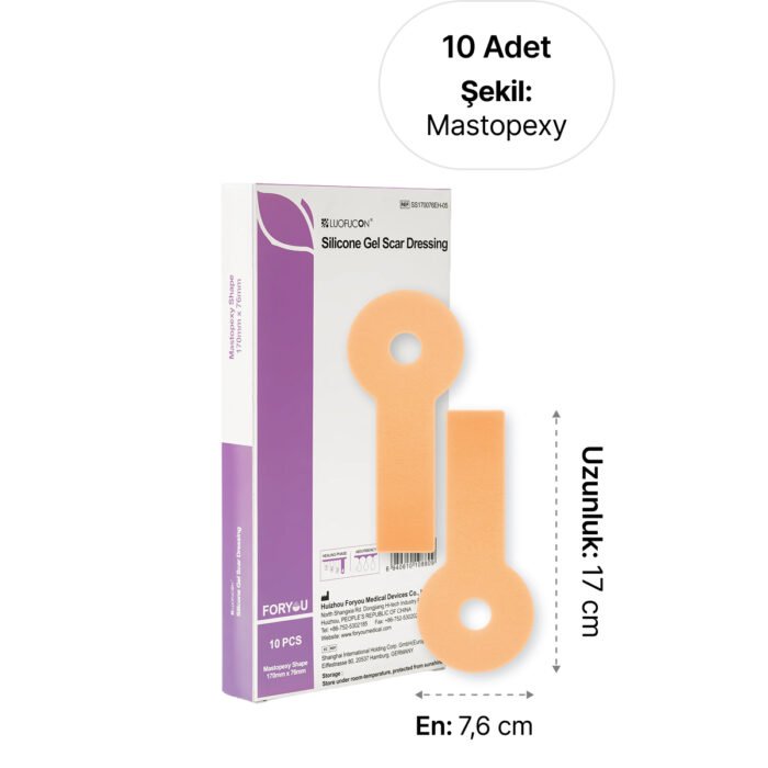 LUOFUCON® Silikon Jel İz Giderici (Mastopexy) - 17x7,6 cm (10 Adet)