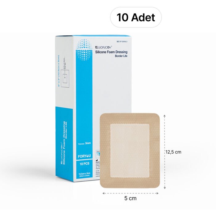 LUOFUCON® Silikon Köpük Yara Örtüsü (Border lite) - 12,5x5 cm (10 Adet)