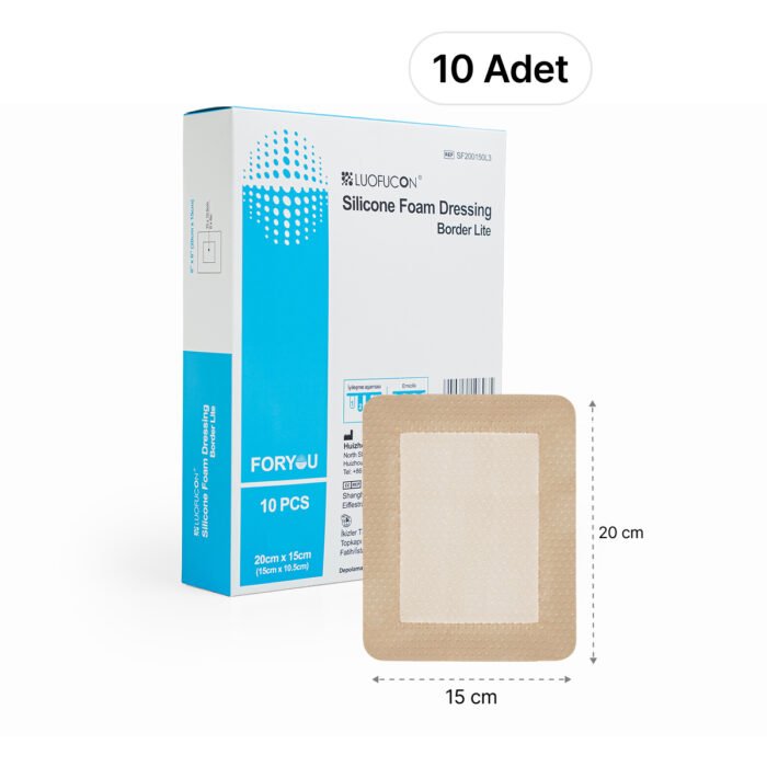 LUOFUCON® Silikon Köpük Yara Örtüsü (Border lite) - 20x15 cm (10 Adet)