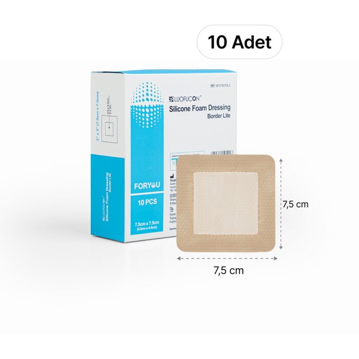 LUOFUCON® Silikon Köpük Yara Örtüsü (Border lite) - 7,5x7,5 cm (10 Adet)