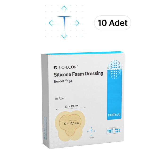 LUOFUCON® Silikon Köpük Yara Örtüsü YOGA T-CUT (SAKRUM) - 23x23 cm (10 Adet)