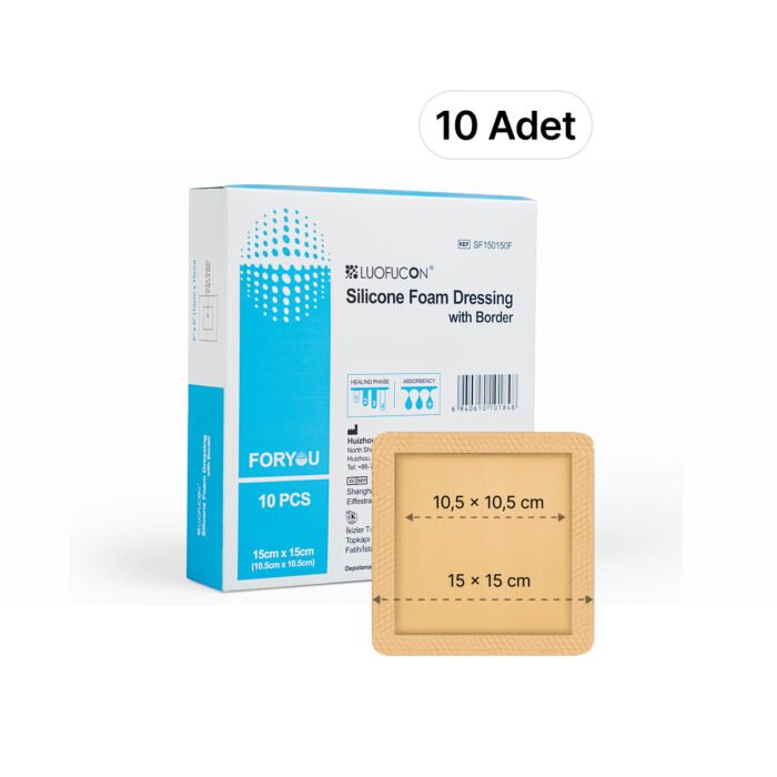 LUOFUCON® Silikon Köpük Yara Örtüsü (Border) - 15x15 cm (10 Adet)