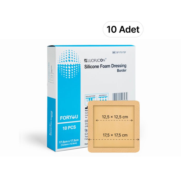 LUOFUCON® Silikon Köpük Yara Örtüsü (Border) - 17,5x17,5 cm (10 Adet)