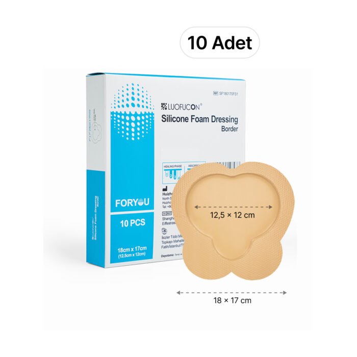 LUOFUCON® Silikon Köpük Yara Örtüsü (SAKRUM) - 18x17 cm (10 Adet)