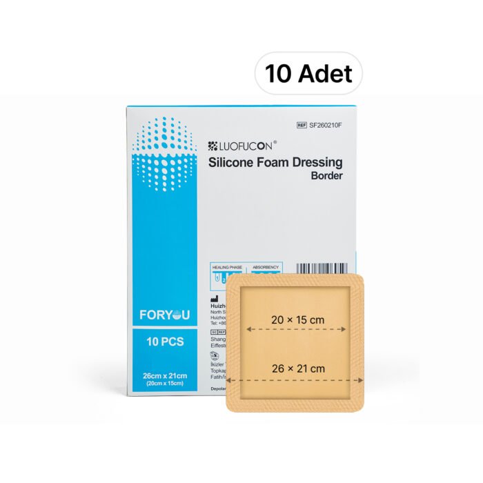LUOFUCON® Silikon Köpük Yara Örtüsü (Border) - 26x21 cm (10 Adet)